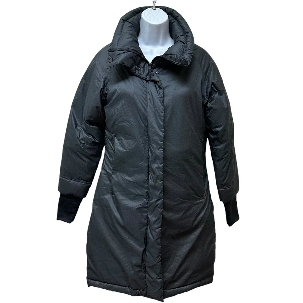 Designed in San Francisco Black Feather Goose Down Puffer Long Jacket XS NEW